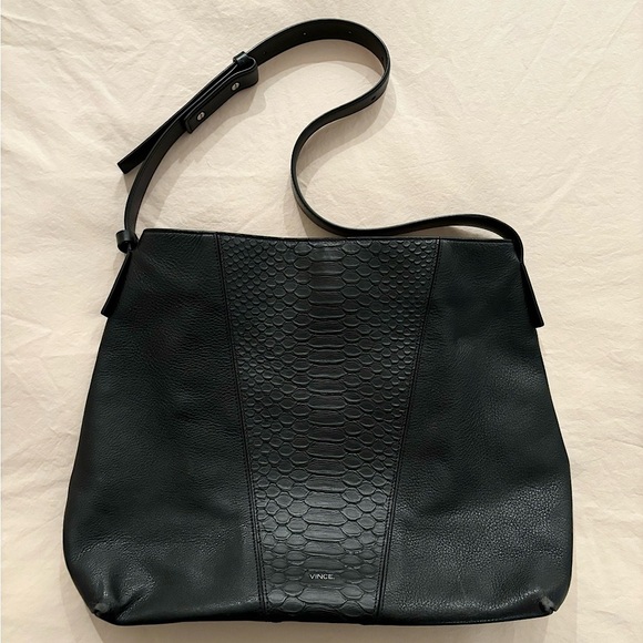 VINCE Modern V Stamped Python Medium Hobo - Picture 2 of 16